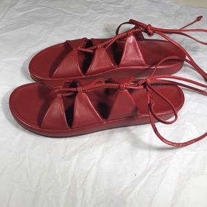 J. Jill Gladiator Sandals Red Leather Vanessa
